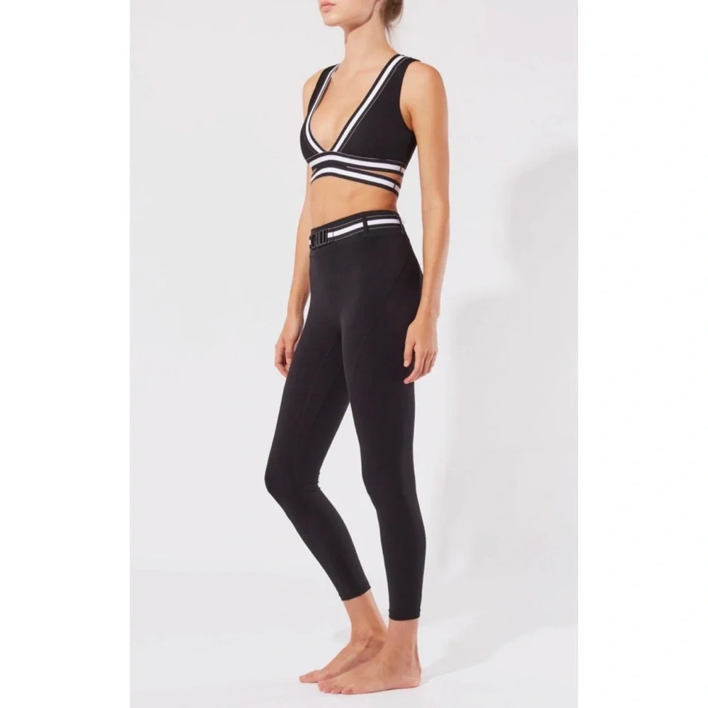 $128 Solid & Striped Trek Belt Bag Leggings Black Blackout Small High Waist - Picture 3 of 9